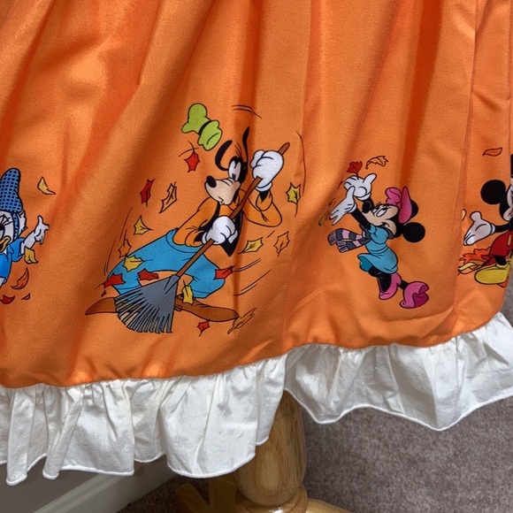 Disney fall themed orange o green sleeve dress Mickey goofy Minnie - Picture 2 of 10